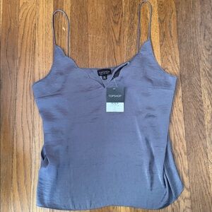 🩶 Gray Topshop silk-like camisole. Size 10. NWT.